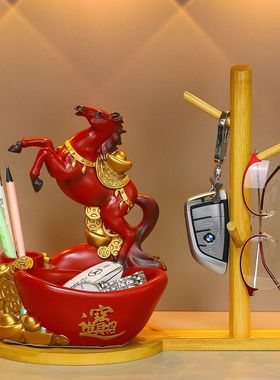 中式国潮马家居办公室摆件乔迁礼物发财果马到成功创意客厅装饰品