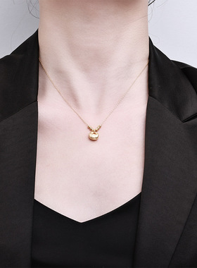 s925通体纯银22K金项链平安扣锁骨链高级感轻奢百搭长命锁毛衣链