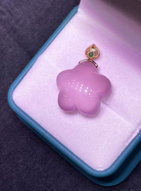 粉晶五角星吊坠，18k金扣头镶嵌，20.20.10毫米，重5.52克