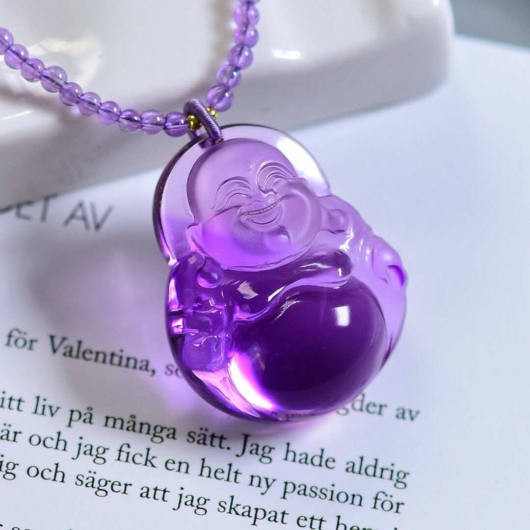天然紫水晶弥勒佛吊坠项链女款弥勒佛挂坠毛衣链紫水晶弥勒佛项链,淘宝优惠券,粉丝福利购,淘宝优惠卷