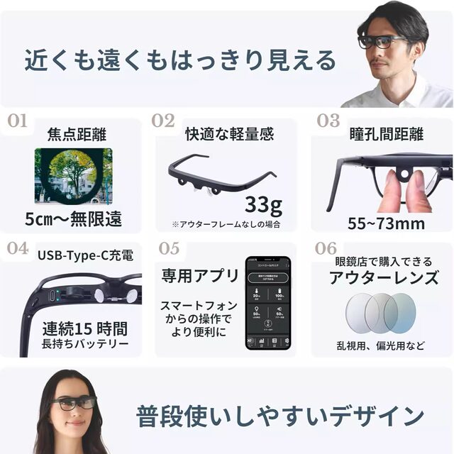Direct mail from Japan ViXion01s autofocus smart glasses with Bluetooth function wearable smart device