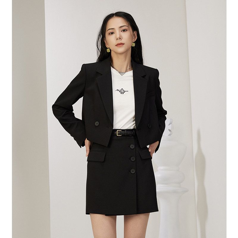 梵凯女西装套装2024秋时尚短款西装外套半身短裙两件套,淘宝优惠券,粉丝福利购,淘宝优惠卷