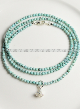 原创手工天然原矿绿松石手链三圈