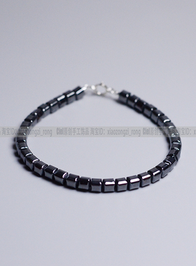 Ciel原创手工黑胆石手链方块鼓珠