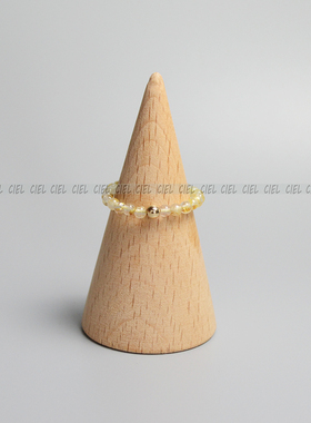 Ciel原创设计天然金发晶戒指2mm圆珠极细袖珍指环关节戒尾戒迷你