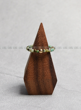 Ciel原创手工天然澳洲原矿绿松石戒指2mm小豆珠极细指环关节尾戒