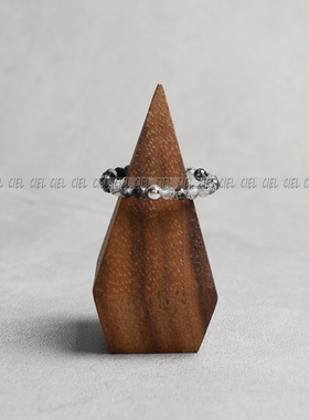 戒指ciel原创手工黑发晶2mm袖珍