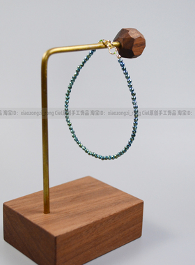 Ciel原创手工黑胆石手链极细2mm切面珠袖珍极小超好看脚链女绿色