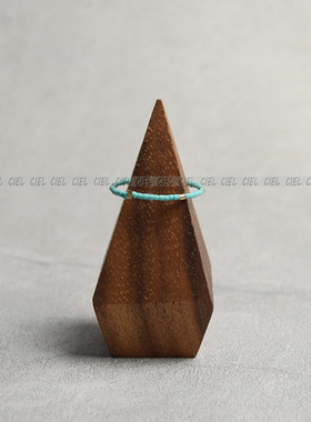 Ciel原创天然绿松石戒指极细1mm管珠袖珍指环关节戒尾戒复古绿女