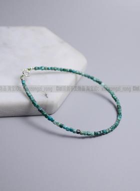 Ciel原创手工天然凤凰石手链2mm极细珠手串小脚链袖珍蓝绿色女生