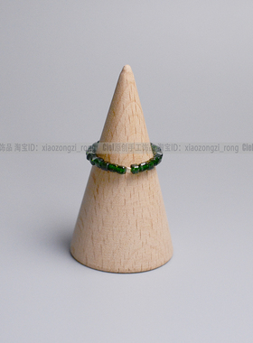 天然绿砂石戒指2.5mm方糖珠