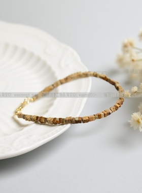 天然木化石手链方片珠2.5mm