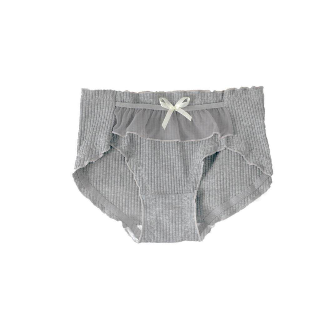 3条装 日系甜美网纱木耳花边蝴蝶结螺纹纯棉透气中腰女士三角内裤,淘宝优惠券,粉丝福利购,淘宝优惠卷