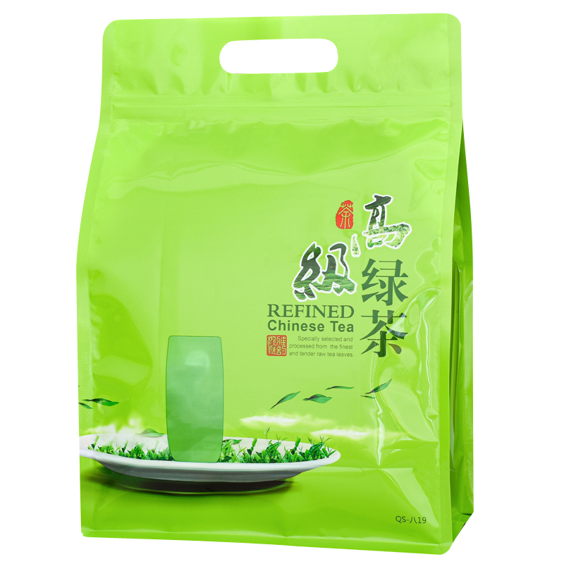 手提八边高级绿茶半斤一斤装包装袋防潮铝箔茶叶自封袋子塑料开窗 - 图3