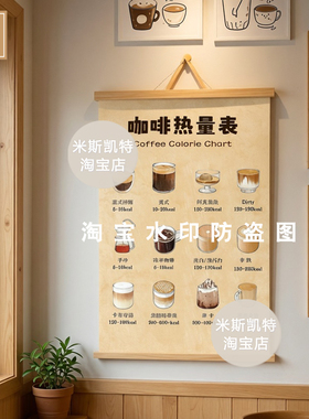超火奶油风咖啡角挂布装饰画咖啡图鉴种类热量表科普装饰墙面温馨