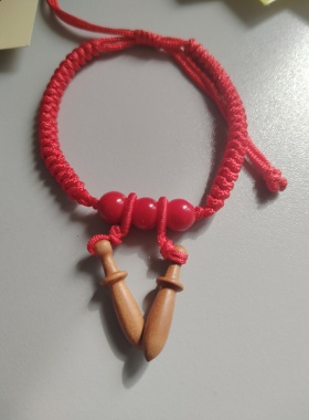 桃木棒槌手链尖头棒槌宝宝手链通用聚好运防胆小饰品包邮