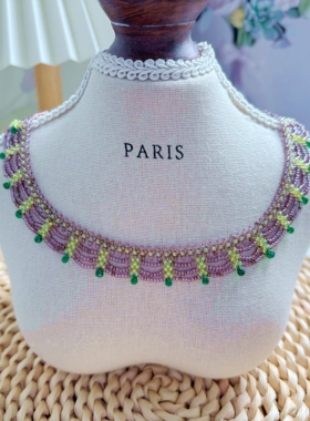 手工编织锁骨链蕾丝项链