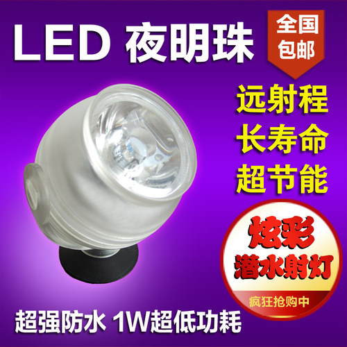 鱼缸灯LED潜水射灯水族箱造景防水遥控变色七彩1W水草照明小夜灯 - 图1