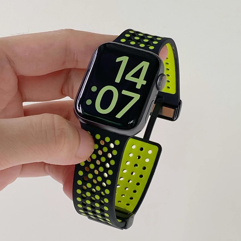 夏天新款双色硅胶磁吸iwatch表带适用苹果applewatch9876手表女男 - 图1