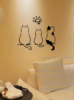 猫咪看日落玻璃窗贴玻璃贴纸装饰
