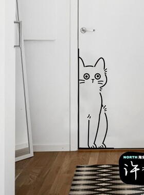 可爱风猫咪ins玻璃移门贴纸墙角