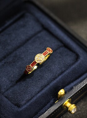 美拉德风气质斑马纹滴油食指戒女