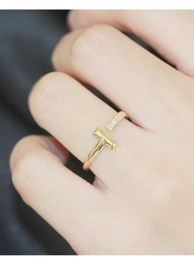 新品ins欧美中文字母开口戒指女