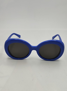 新款潮流太阳镜男女复古黑色板材框眼镜椭圆形小脸墨镜蓝色CE429