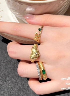 戒指女指环叠带拉丝情侣对戒