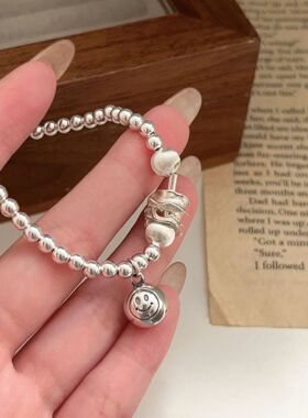 手链s925纯银手链女弹力绳个性时尚韩版圆珠子新款级百搭手饰