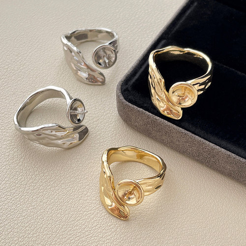 14k包金保色镀真金巴洛克不规则珍珠戒指托diy手工饰品戒指配件 - 图3