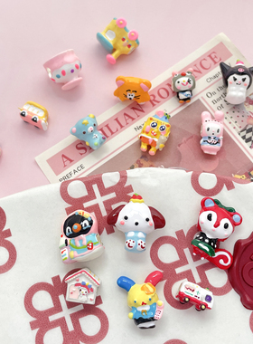 卡通手绘库洛米大耳朵狗海绵宝宝铜镀银DIY手链手串大孔吊坠配件