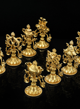 卡为铜摆件禅意客厅佛堂八吉祥