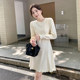Long-sleeved dress for women's base knitted black skirt