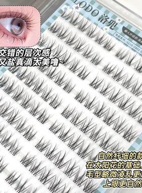 洛兜免胶免卸在逃公主睫毛自然凌乱款透明细梗自然感新手分段式