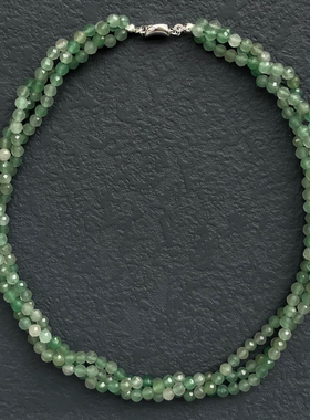 AC天然绿东陵项链多层缠绕choker绿色串珠夏日锁骨链轻奢配饰礼物