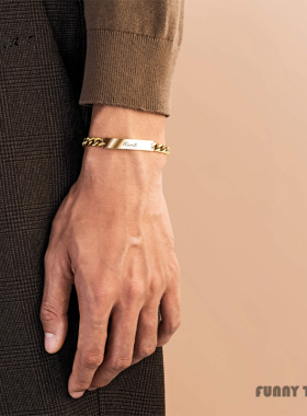 轻奢金属情侣手镯可刻字