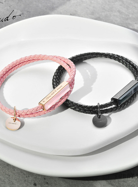 Crudo贝母皮革情侣手链