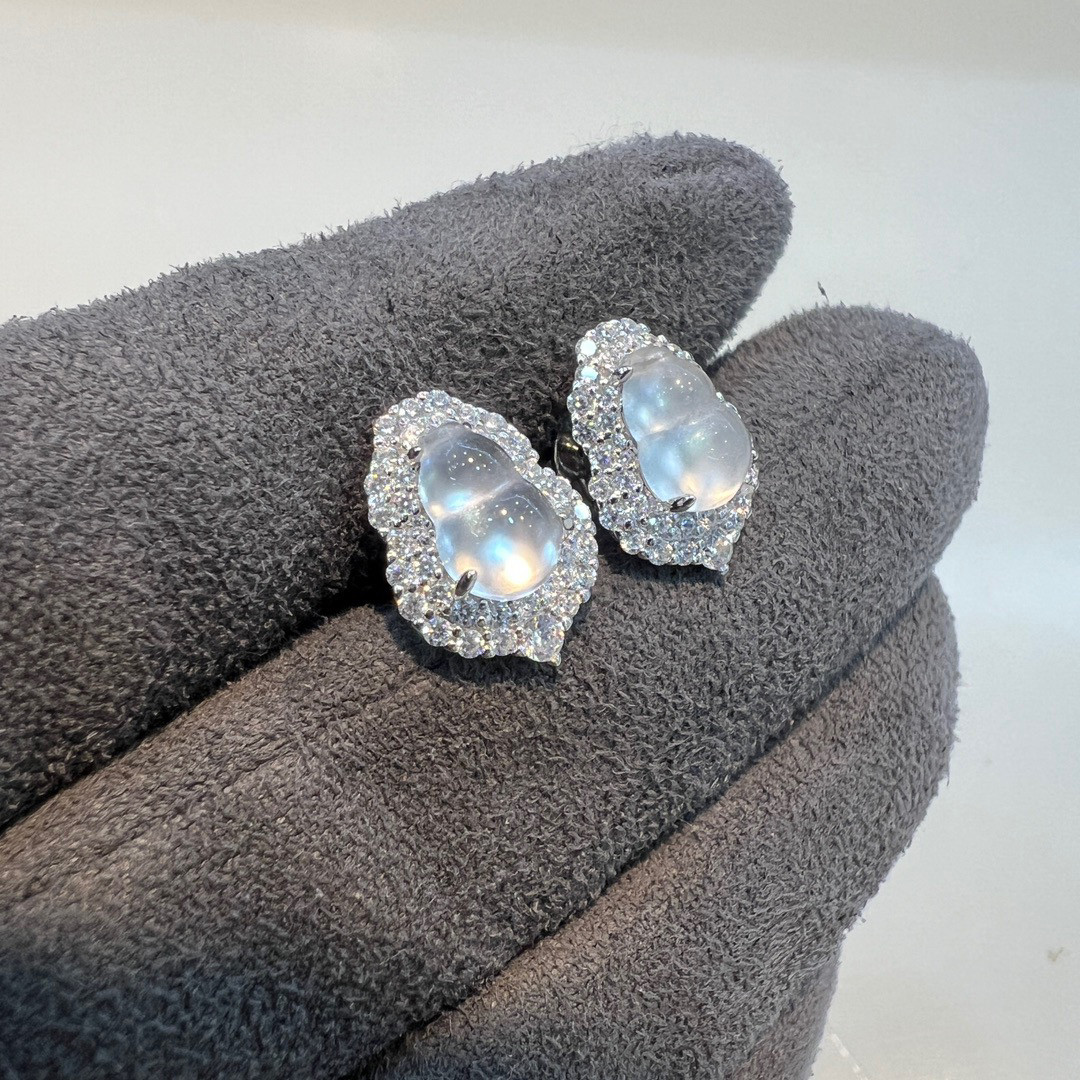 新中式国风天然水沫玉高冰925银葫芦耳钉通勤百搭,淘宝优惠券,粉丝福利购,淘宝优惠卷