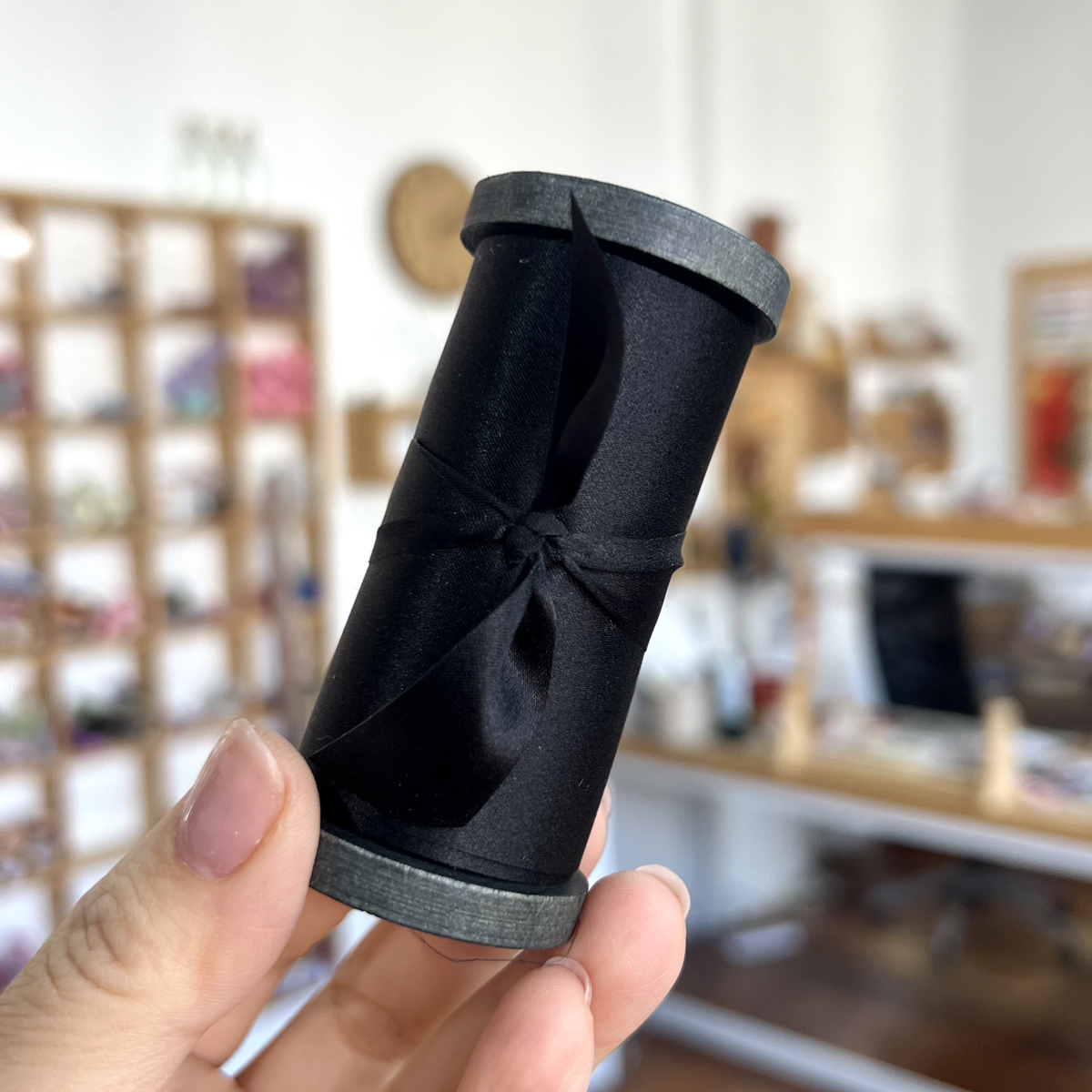 福2呆黑色真丝带桑蚕丝切边带蝴蝶结发饰肠圈手工材料礼品包装带 - 图1