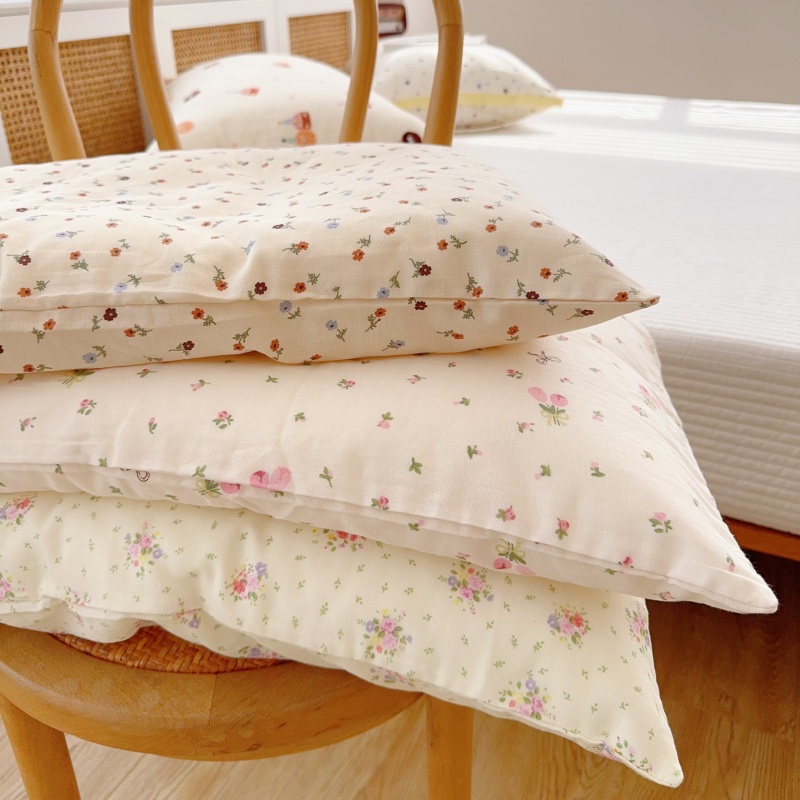 在耳边小清新碎花A类全棉双层纱枕套柔软纯棉单品单人枕套一对拍2 - 图0