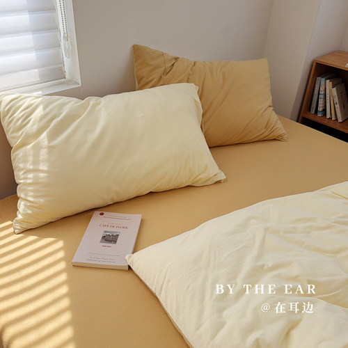 日式简约A类针织棉被套新疆长绒棉天竺棉柔软亲肤四件套床上用品 - 图2