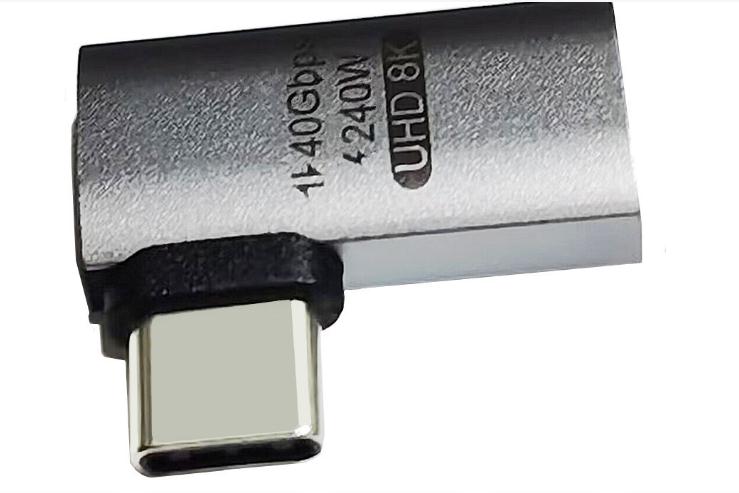 UHD8K USB4 40G 240W TYPE CM/CF侧弯90度240W全功能高速转接头 - 图0