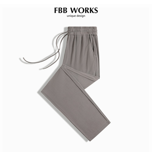 FBB WORKS 冰丝阔腿裤女夏季薄款防蚊高腰垂感窄版直筒凉凉裤子 - 图1