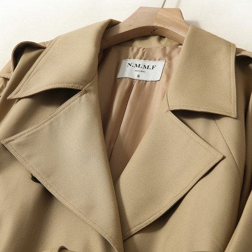 FBB WORKS 智贤风衣双排扣大衣外套女秋冬中长款韩版显瘦宽松上衣 - 图0