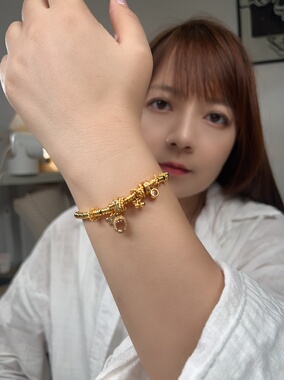 古法龙心同款盘缠手串手链女 镀金仿黄金女小众轻奢高级感四叶草