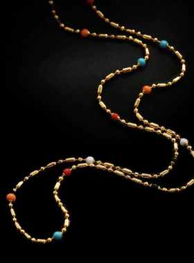 韩星同款简约ins风小众设计时尚钛钢糖果色项链女 百搭锁骨链珐琅