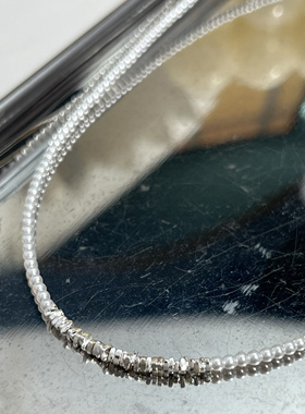 施家珍珠项链小米珠继续锁骨链女轻奢小众高级感颈链毛衣链2024