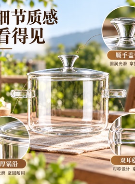 高硼硅大容量玻璃锅可明火加热