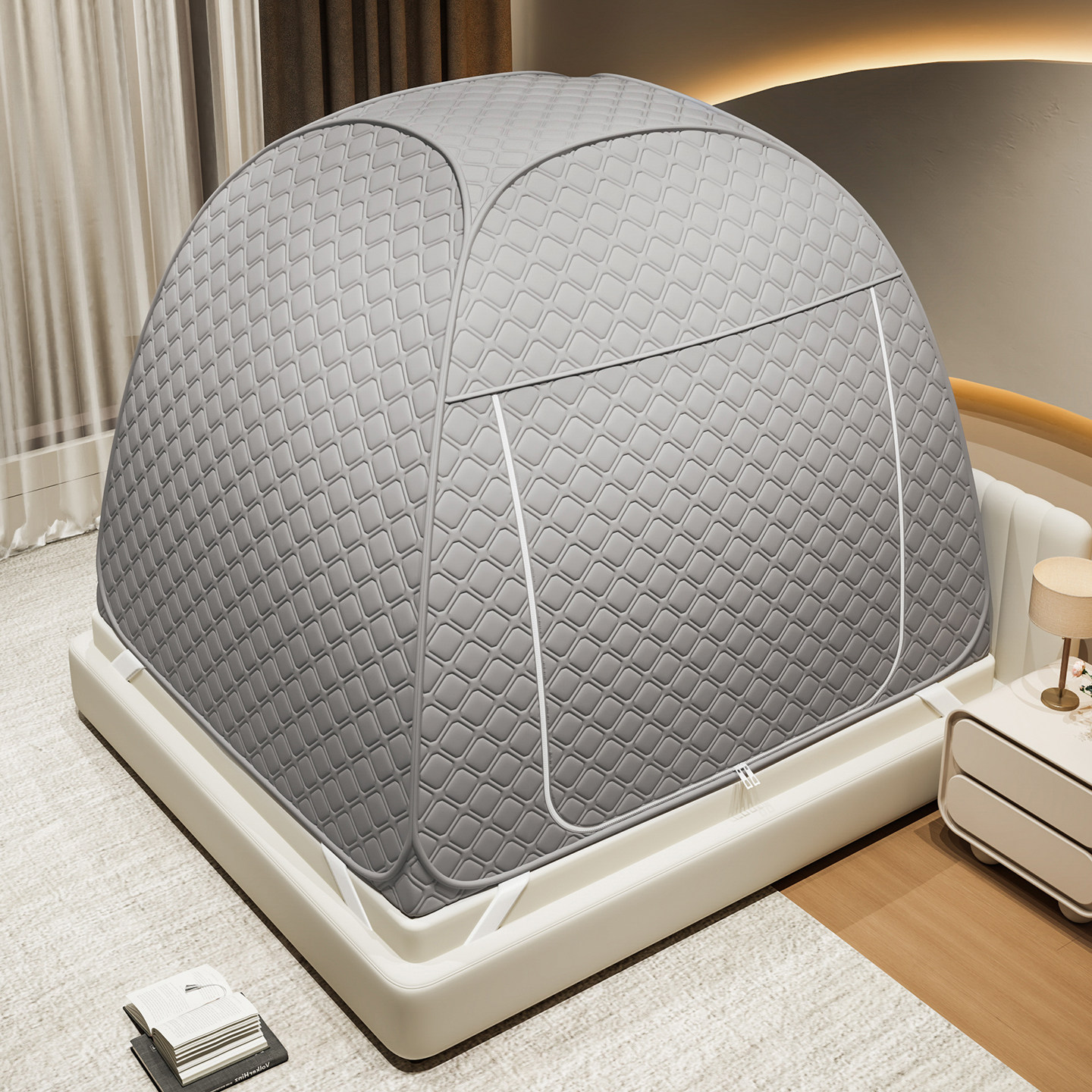 加厚夹棉蒙古包蚊帐保暖防风全封闭帐篷遮光防蚊家用免安装秋冬季,淘宝优惠券,粉丝福利购,淘宝优惠卷